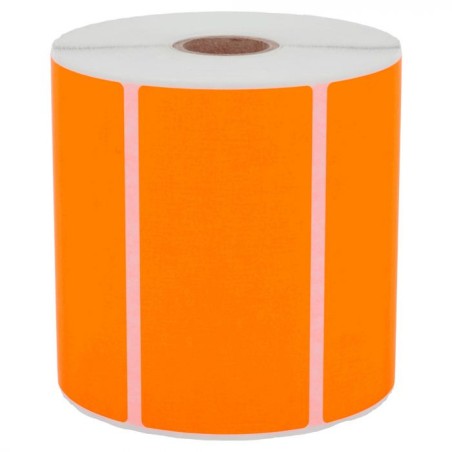 1 1 000 étiquettes 100 x 50 mm - Papier Velin ORANGE FLUO Permanent - Mandrin Ø25mm