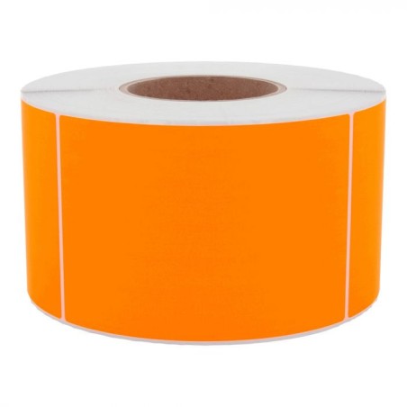 450 étiquettes 100 x 150 mm - Papier Velin ORANGE FLUO Permanent - Mandrin Ø40mm