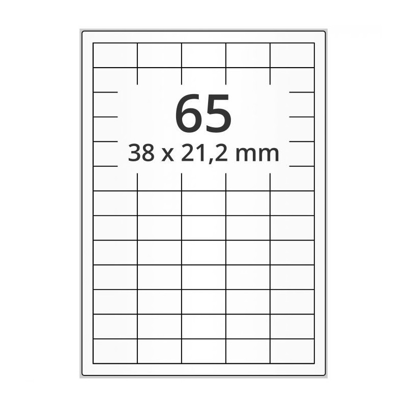 500 planches étiquettes A4 papier blanc - 38 x 21,2mm