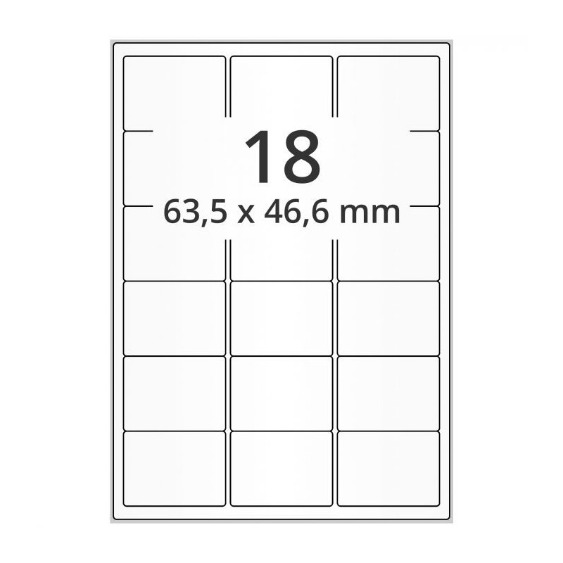 Étiquette autocollante A4, 44 par planche, blanc, permanent, 48