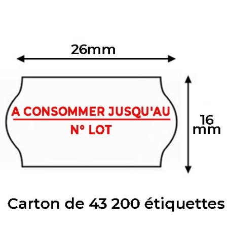 étiquettes pince 26x16 A consommer jusqu'au / N° LOT