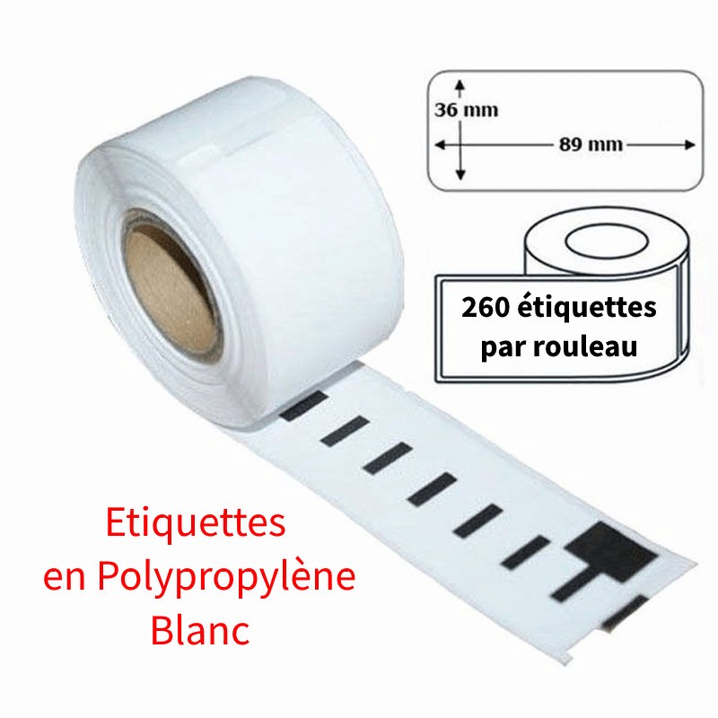 Dymo 99012 Prolypro Blanc : étiquettes compatibles 89x36 mm - Etiquettes -Expert