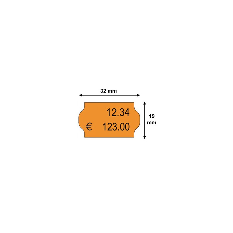 Etiquette prix 32x19 Orange Fluo pour pince Meto 3219 - Etiquettes